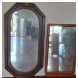 Two Wooden-Framed Wall Mirrors