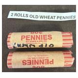 Two Rolls of Wheat Pennies in Paper Wrappers