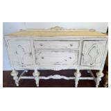 Distressed White Sideboard with Drawers & Doors