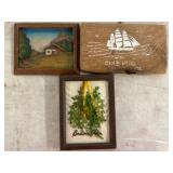 Wood Wall Art and Embroidery Pieces