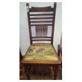 Wood Chair With Tapestry Upholstered Seat