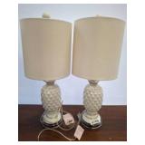 Table Lamps with Milk Glass Pineapple Base