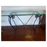 Wrought Iron Console Table with Glass Top