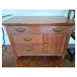 Three-Drawer Oak wash Stand With Brass Pulls