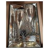 Mirrored Tray With Raised Glass Chalices