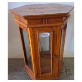Hexagonal Glass Panel Wood Display Cabinet