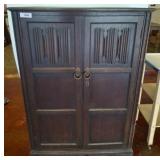 Wood Cabinet With Carved Paneled Doors