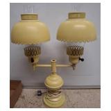 Yellow Metal Double Student Lamp with Glass Shades