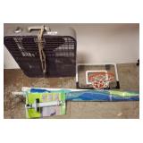 Box Fan, Basketball Hoop, and Beach Umbrella Set