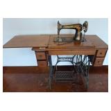 Singer Treadle Sewing Machine with Wood Cabinet