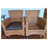 Wicker Armchairs with Cushioned Seats