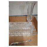 Crystal Vase, Butter Dish, and Silver-Toned Spoon