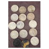 15 Pre-1965 U.S. Silver Dimes Assorted Designs