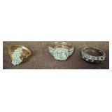 Gold-Plated and Silver-Tone Rings with Stones