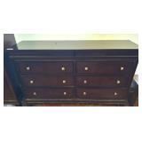 Wooden Six-Drawer Dresser with Dark Finish