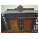 Wooden Sideboard With Ornate Carved Details