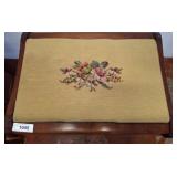 Wood Vanity Stool with Needlepoint Seat