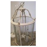 White Metal and Glass Hanging Ceiling Lantern