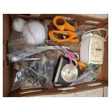 Box Lot: Clocks, Scissors, Baseballs, Marbles