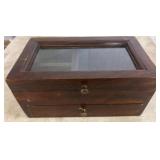 Wooden Two-Tier Box with Glass Lid