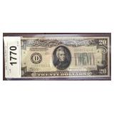 1934 $20 Federal Reserve Note in Protective Case