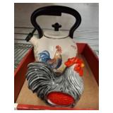 Paula Deen Teapot and Cracker Barrel Rooster Dish