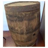 Wooden Barrel with Metal Bands and Side Opening