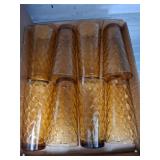 Amber Glass Tumblers with Textured Design
