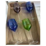Cut Glass Goblets in Assorted Colors