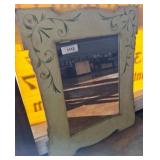 Painted Wood Mirror with Floral Motif Frame w4