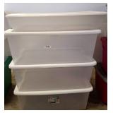 Stackable White Plastic Storage Bins
