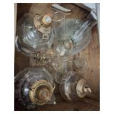 Wood Crate With Glass Oil Lamp Parts