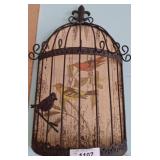 Metal Birdcage Wall Decor with Bird Motif w4