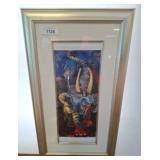 Framed Colorful Elephant Painting, 16x28
