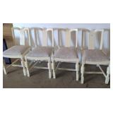 Cream Wood Chairs with Upholstered Seats
