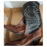 Leather Cowboy Boots With Embroidered Shaft