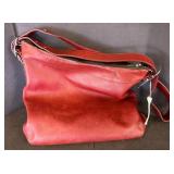 Red Leather Coach Shoulder Bag