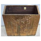 Embossed Metal and Wood Storage Bin