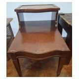 Wood Two-Tier Side Table on Casters