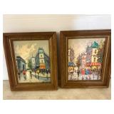 Framed Street Scene Paintings, Signed Roys