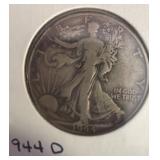 1944 D Walking Liberty Half Dollar Coin