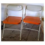 Folding Chairs with Orange Seats