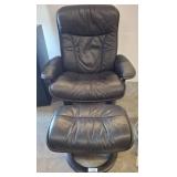 Black Leather Recliner With Matching Ottoman