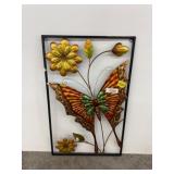 Metal Wall Art With Butterfly and Floral Design