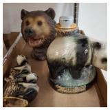 Ceramic Animal-Themed Decanters and Bear Bust