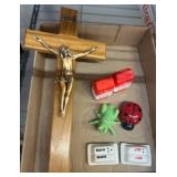 Crucifix and Assorted Salt and Pepper Shakers