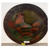 Round Metal Wall Plaque with Rooster Design