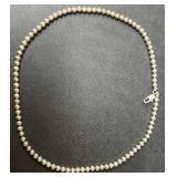 Sterling Silver Beaded Necklace, 925 Marked