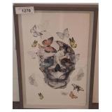 Framed Butterfly and Skull Art Print