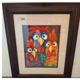 Framed Rooster Artwork by Local Artist
